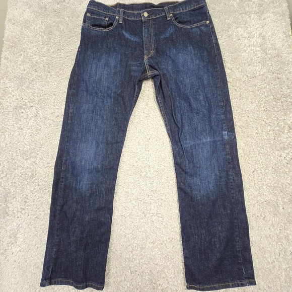 Levis 514 Jeans Mens 38x32 (Fits 36x32) Blue Straight Dark Wash Preppy Denim - Picture 1 of 14